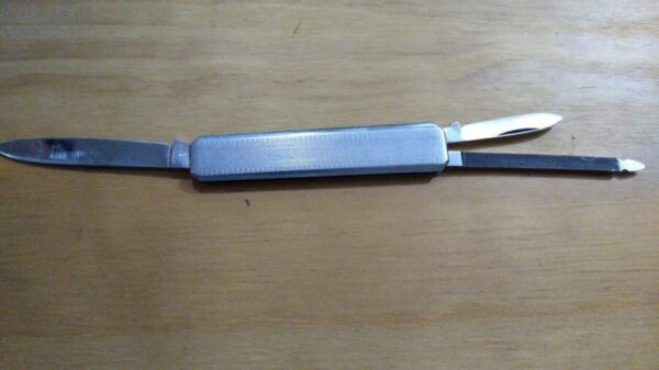 Hessenwerke Darmstadt – Stainless Executive pocket knife w/Arrow tip file [Used – Mint Cond.]. Collectible Knives