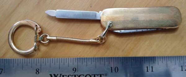 Vintage Colonial Prov. US Gold Executive key-ring 2 blade knife w/ file [Used – Excellent Cond.] Collectible Knives