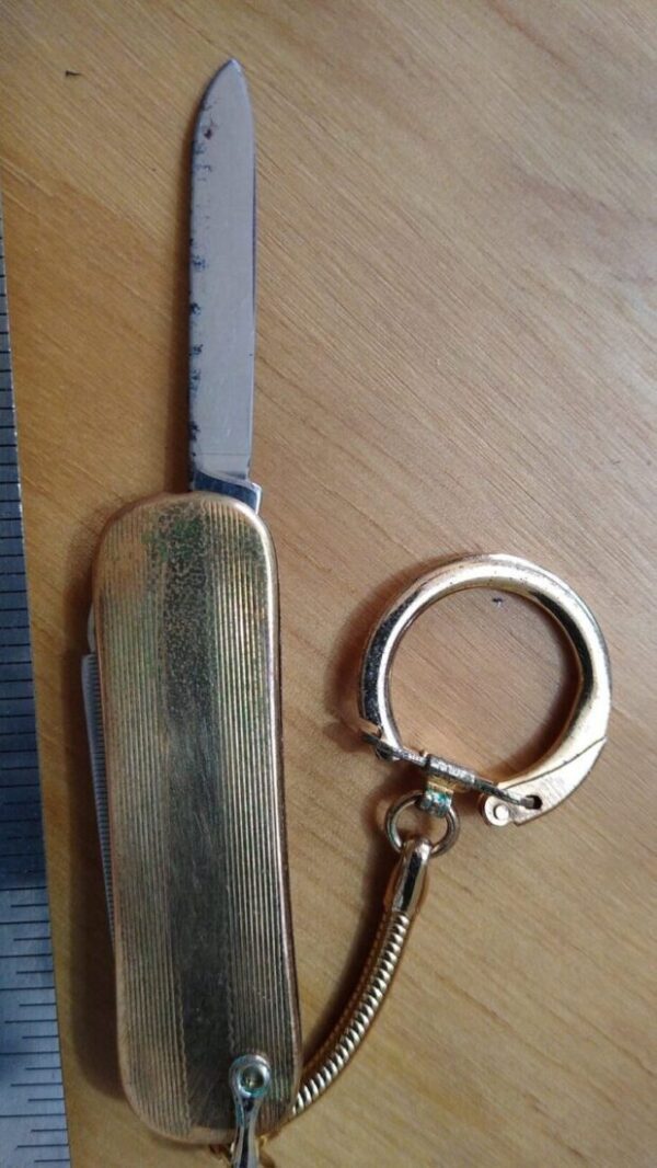 Vintage Colonial Prov. US Gold Executive key-ring 2 blade knife w/ file [Used – Excellent Cond.] Collectible Knives