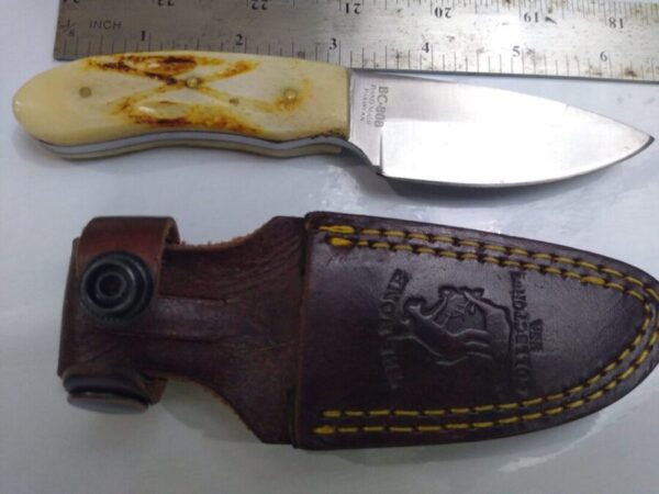 The Bone Collector 6″ Fixed blade Drop-point knife with Leather Belt Sheath [Used – Mint Cond.]. Everyday Carry[EDC]