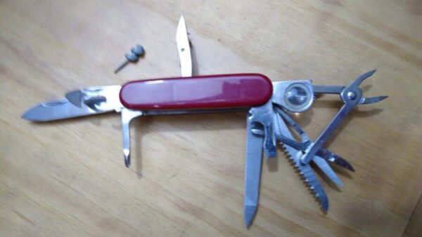 Backpacking/Camp Knife with compass, pliers, scissors, blades, etc.. 13 tool blades[Excellent Cond.] Camp Knives