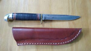 Vintage Western L48ABG 8″ Fixed-Blade, Clip-Point Knife with New Leather Belt Sheath[Used – Very Good Cond.] Collectible Knives