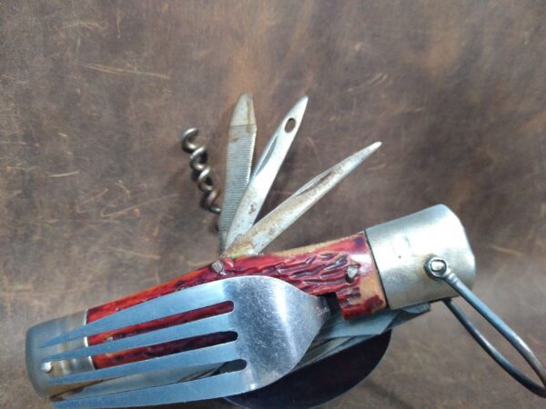 Vintage Handle Camp/Hobo Knife Multi-tool Folding Knife with Utensils[Used – Very Good Cond.] Camp Knives