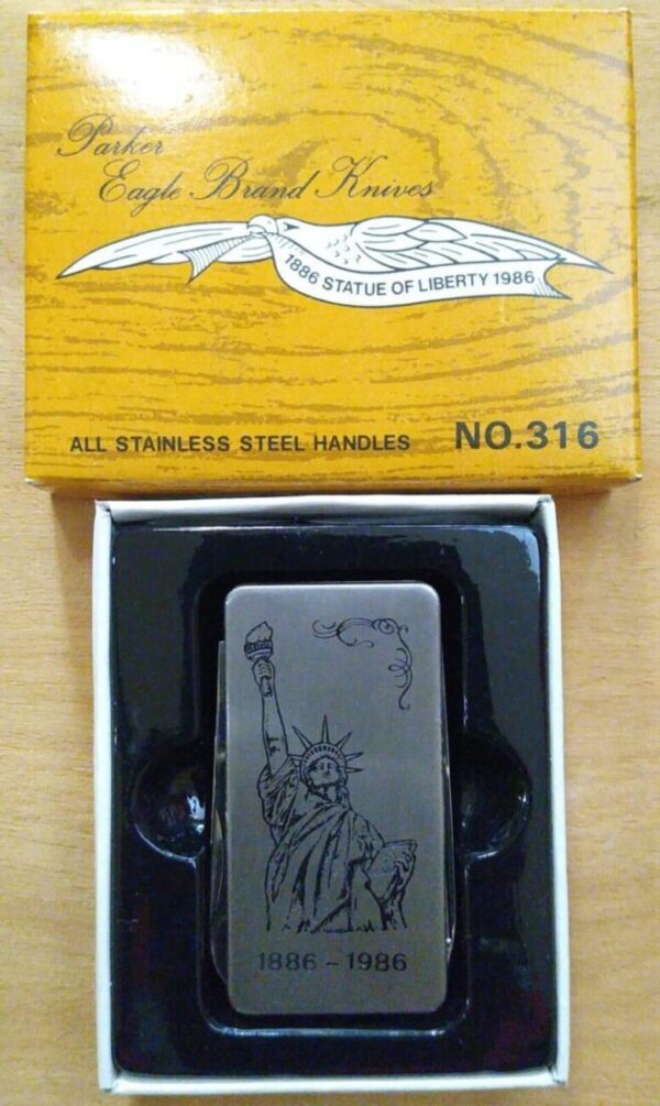 Vintage Parker Eagle Brand Knives Money Clip Knife – Statue of Liberty No. 316 RARE in original packaging[NOS – Pristine Mint Cond.] Parker