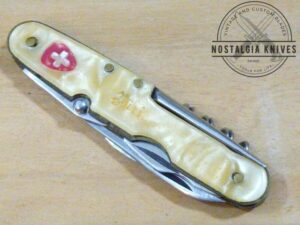 Vintage Wenger Celluloid Cracked Ice Handle Pocket Knife 6 blade multi-tool pocket knife with spike[Used - Pristine Cond.]