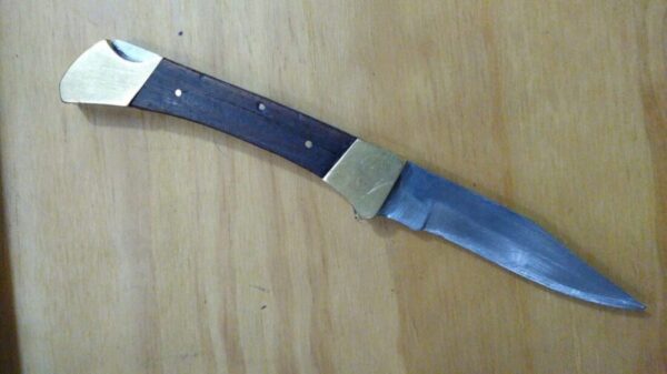 Vintage Folding Hunter Spine-Lock Knife with wood and brass handle [Used – Excellent Cond.] Everyday Carry[EDC]