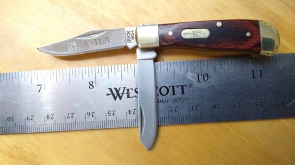 Buck 380 ‘NRA – ILA’ Etching, Small 2 Blade Trapper B380 Pocket Knife with Rosewood Handle[Used – Pristine Cond.] Buck