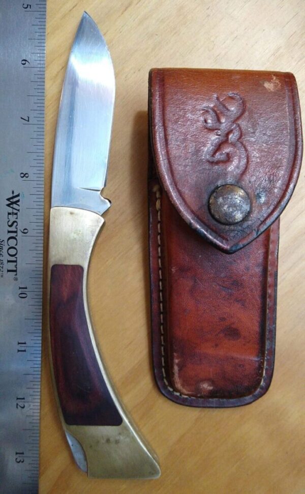Vintage Browning USA Sportsman 3818F10 ‘Utah Power’ etched – Large Folding Hunter Lock-back Knife w/ Orig. Sheath[Used – Pristine Cond.] Browning Knives