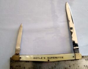 Vintage 2 Blade 4.5″ Produce/Melon Knife – Doyle’s Superette etched on side [Used – Pristine Cond.] Collectible Knives