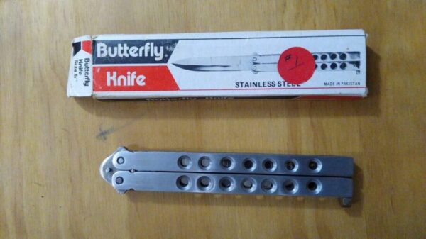 Stainless Steel 5″ Butterfly Knife with original packaging [New old stock] Balisongs