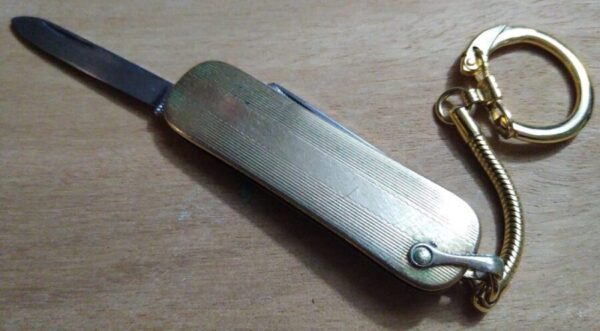 Vintage Colonial Prov. US Gold Executive key-ring 2 blade knife w/ file [Used – Near Mint Cond.] Collectible Knives