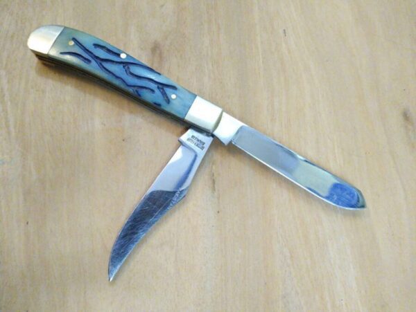 Frost Cutlery Thyssen Krupp Stainless Blade Hunter Trapper Antique Blue Bone[Used – Pristine] Everyday Carry[EDC]