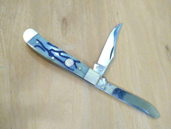 Frost Cutlery Thyssen Krupp Stainless Blade Hunter Trapper Antique Blue Bone[Used – Pristine] Everyday Carry[EDC]