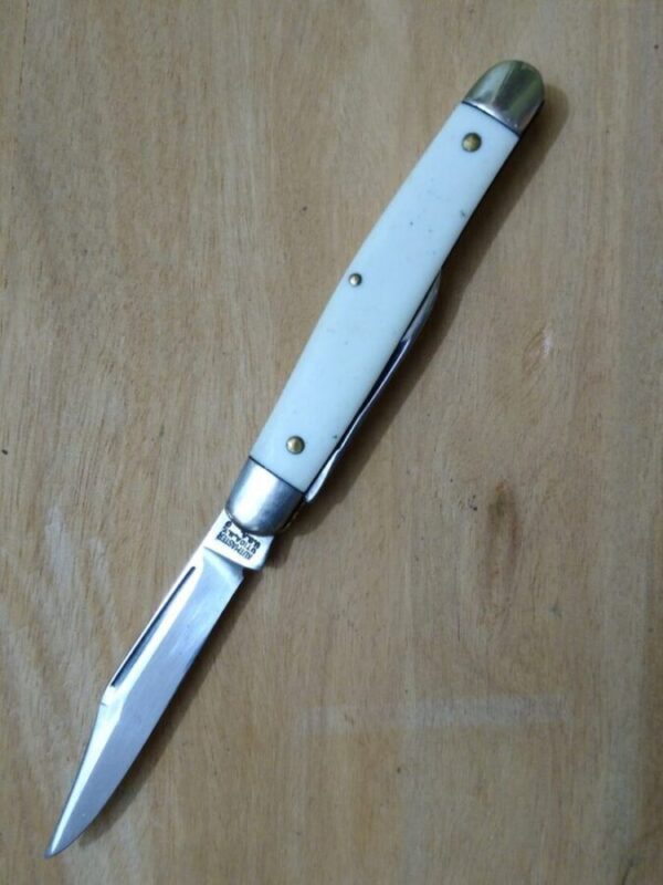 Vintage Providence Cutlery Co. Prov. RI – Medium 3 Blade Stockman Pocket Knife with Smooth White Delrin Handle Scales [Unused – Pristine Mint Cond.] Everyday Carry[EDC]