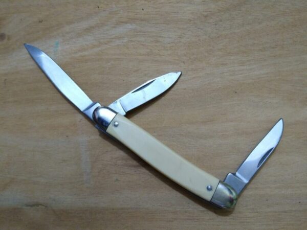 Vintage Providence Cutlery Co. Prov. RI – Medium 3 Blade Stockman Pocket Knife with Smooth White Delrin Handle Scales [Unused – Pristine Mint Cond.] Everyday Carry[EDC]
