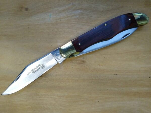 Vintage Imperial Frontier Large Double Eagle 4625 – Wood Handled 2 Blade Folding Hunter Knife w/Sheath[Unused – Pristine Mint Cond.] Collectible Knives