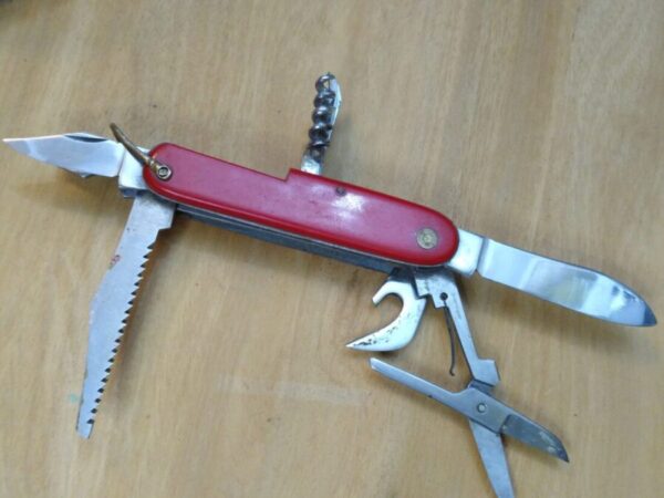Vintage 11 Blade Multi-Tool Camp Knife – Includes scissors, saw and scaler blades, Made in Japan [Used- Near Mint Cond.]. Camp Knives