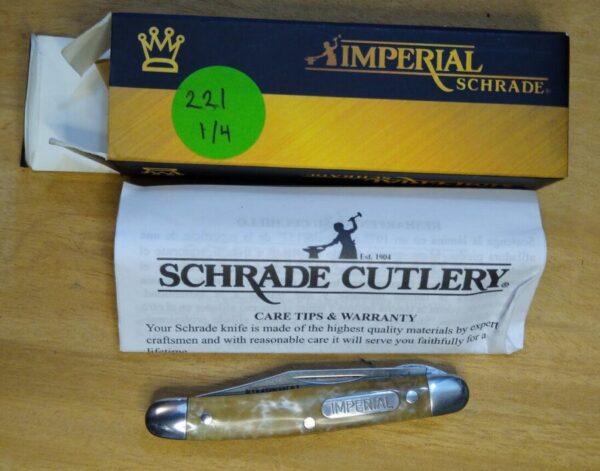 Imperial Schrade IMP21CI – 1 Blade Peanut Knife with Cracked Ice handle & Liner-Lock[NOS/Pristine Cond.] Everyday Carry[EDC]