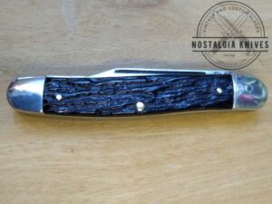 Vintage Kutmaster Utica, NY, Medium 3 Blade Stockman with Jigged Bone Scales, Brass Liners and Pins [Used - Mint Cond.]