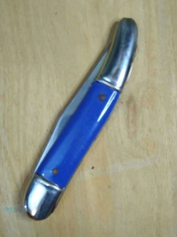 Vintage ‘The Ideal’ Sportsman Pocket Knife w/ Blue Handle [Unused – Near Mint] Collectible Knives