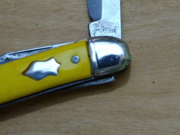 Vintage ‘The Ideal’ 2 blade Jack Knife w/ Yellow Handle [Unused – Mint Cond.] Collectible Knives