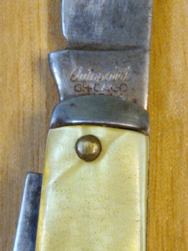 Vintage Rare AutoPoint 2 Blade Pocket Knife with Yellow Pearl Handle Scales [Used- Near Mint Cond.] AutoPoint