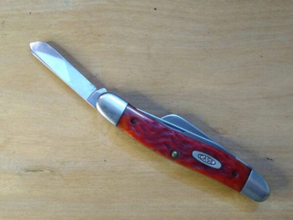 Vintage Case XX USA, Medium Red Bone Handle DR6318 SS, 1989 3 Blade Stockman Pocket Knife [Used – Mint Cond.] Case XX