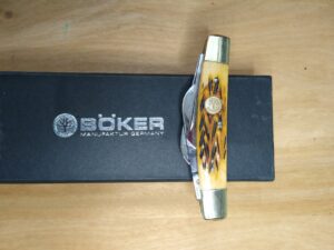 Böker Tree Brand Traditional 4 Blade Congress Pocket Knife with Brown Jigged Bone Handle 110721 – Made In Germany [Unused – Pristine Mint Cond.] Böker