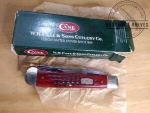 Case XX - 2007 Jigged Dark Red Bone Handle 6254 SS Large 4.13" 2 blade Trapper Knife In Original Box[Unused - Pristine Mint]