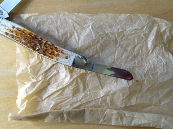 Case XX USA – Medium Stockman Knife Amber Bone w/ Patriotic Flag Badge 6318SS  [NIB – Pristine Mint Cond.] Case XX
