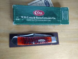 Case XX SELECT - 2000 Dark Red Bone 6254 SS Large 4.13" 2 blade Trapper Knife In Original Box[Unused - Pristine Mint]
