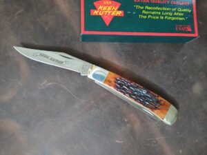 Vintage Keen Kutter Large 7.5" Trapper with Jigged Bone Handle USA 92 Folding Pocket Knife In Original Packaging [Unused/NIB - Pristine Mint Cond.]