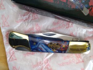 Steel Warrior ‘God Bless America’ SW-100GBA Red/White/Blue Handle Barracuda Single Blade Lock-Back Knife [Unused/NIB – Pristine Mint Cond.] Collectible Knives