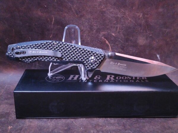 Hen & Rooster HRI-300B Tasmanian – Contoured G10/Carbon Fiber Handle – Ball Bearing Liner-lock, and Reversible Belt Clip[Unused/NIB] Collectible Knives