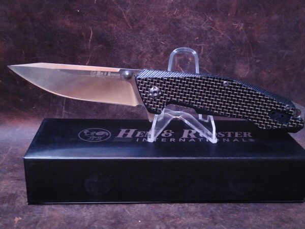 Hen & Rooster HRI-300B Tasmanian – Contoured G10/Carbon Fiber Handle – Ball Bearing Liner-lock, and Reversible Belt Clip[Unused/NIB] Collectible Knives