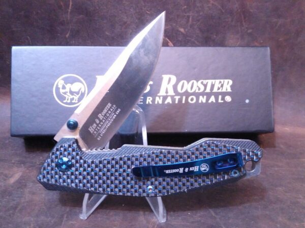 Hen & Rooster HRI-300BL Tasmanian – Contoured G10/Carbon Fiber Handle – Ball Bearing Liner-lock, and Reversible Belt Clip[Unused/NIB] Collectible Knives