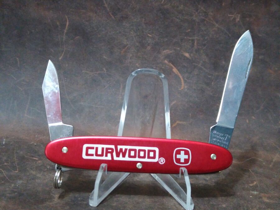 Wenger Aluminum Patriot Swiss Army Knife w/case – Handle Etched ‘Curwood – A Bemis Company'[Used – Mint Cond.] Camp Knives