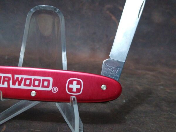 Wenger Aluminum Patriot Swiss Army Knife w/case – Handle Etched ‘Curwood – A Bemis Company'[Used – Mint Cond.] Camp Knives