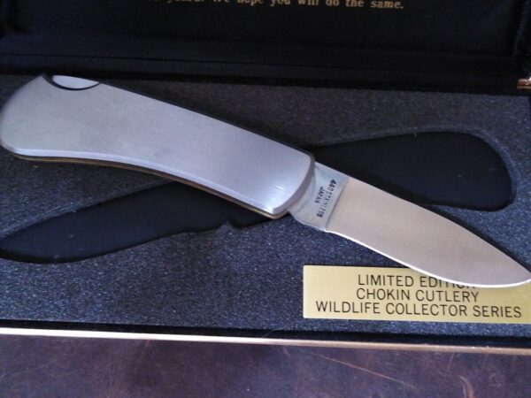 Vintage Sharp ‘The Art Of Chokin” Limited Edition Chokin Cutlery Wild Life Series Lockback knife with display case[Unused – Pristine Cond.] Collectible Knives