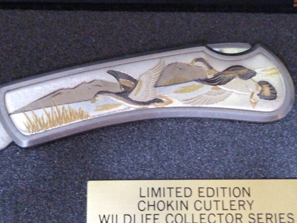 Vintage Sharp ‘The Art Of Chokin” Limited Edition Chokin Cutlery Wild Life Series Lockback knife with display case[Unused – Pristine Cond.] Collectible Knives