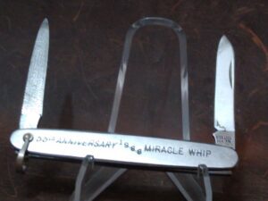 Vintage Schrade 778 Stainless Steel folding pocket knife(Handle etched; ’55th Anniversary of Miracle Whip 1988′) [Used – Mint Cond.] Collectible Knives