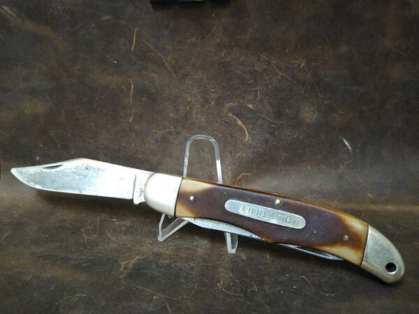 Vintage Schrade USA Old Timer 25OT Large Folding Trapper Knife – Sawcut Delrin Scales[Used – Good Cond.] Collectible Knives