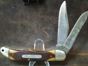 Vintage Schrade USA Old Timer 25OT Large Folding Trapper Knife – Sawcut Delrin Scales[Used – Good Cond.] Collectible Knives