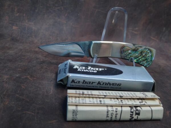 Vintage Ka-bar Knife 2822 Lock-back pocket knife with Abalone Scales, original box and instructions[Unused – Pristine Mint Cond.] Collectible Knives