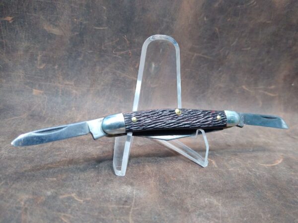 Vintage Ulster USA Jigged Bone Small 3 Blade Stockman Pocket Knife[Used – Mint Cond.] Collectible Knives