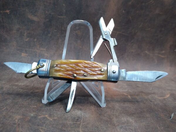 Vintage Amico Mini-Scout Stainless Steel Multi-tool pocket knife with brass bail – 1960’s[Used – Pristine Cond.] Amica