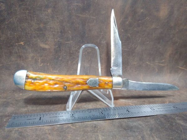 Vintage Camillus NY, USA ‘High Carbon Steel’ tang stamp, Sears Dogleg Trapper with Bone handle. [Used – Excellent Cond.] Camillus Cutlery