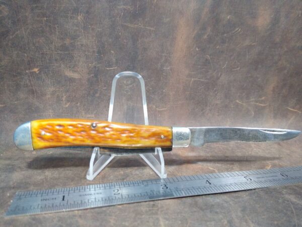 Vintage Camillus NY, USA ‘High Carbon Steel’ tang stamp, Sears Dogleg Trapper with Bone handle. [Used – Excellent Cond.] Camillus Cutlery