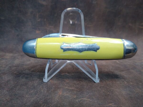 Vintage  Clover Brand Syracuse, NY –  Large 2 blade Jack Knife w/ Yellow Handle [Used – Excellent Cond.] Collectible Knives