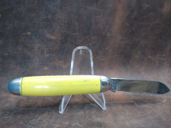 Vintage  Clover Brand Syracuse, NY –  Large 2 blade Jack Knife w/ Yellow Handle [Used – Excellent Cond.] Collectible Knives